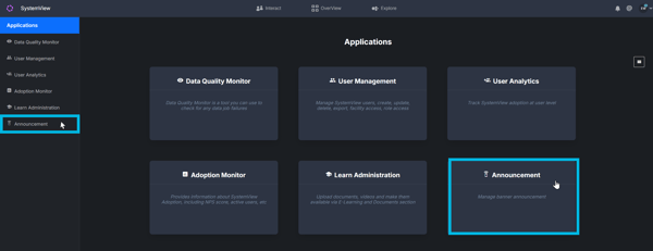 announcement in applications